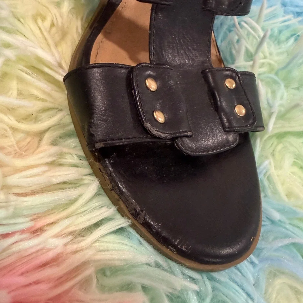 American Eagle Gladiator heels Sandals Womens 7.5 Black Studded Block